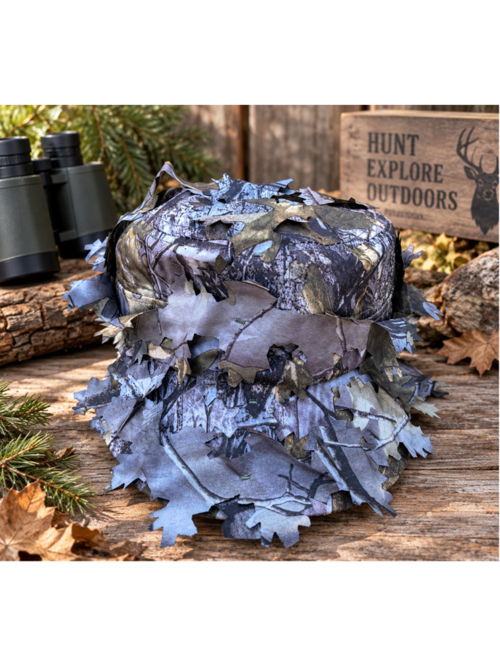 3D Leafy Camo Hunting Hat Boonie Cap Woodland Camouflage Outdoor Tactical